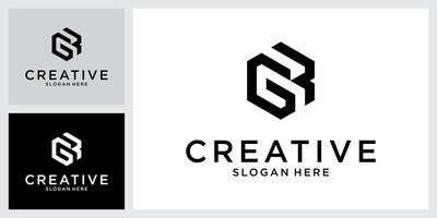GR or RG initial letter logo design vector
