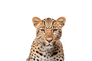 A leopard stands poised against a stark transparent background, showcasing its distinctive spots and elegant form. png