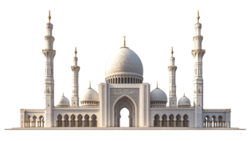 3d rendering of a white mosque with three minarets png