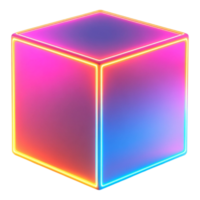 A cube with neon lights on it png
