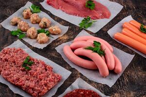 Assortment of different vegan plant based meat photo