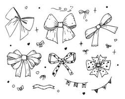 A line drawn bow tie in black and white. vector