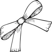 A line drawn bow tie in black and white. vector