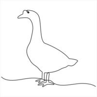 Continuous single line art drawing of pet animal duck concept one line draw style design vector