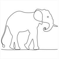 Single line continuous drawing of elephant and concept world wild life day illustration vector
