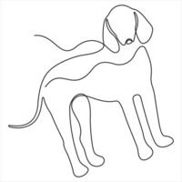 Single line art drawing dog continuous line illustration vector