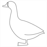 Continuous single line drawing of pet animal duck concept single line draw style vector