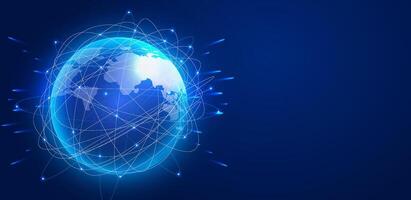 Futuristic planet or map of word cyberspace technology background editable vector