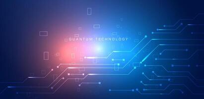 Abstract circuit board quantum technology red and blue futuristic background vector
