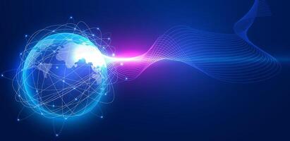 Futuristic planet or map of word cyberspace technology background editable vector