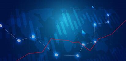 Financial graph with moving up Trading blue background. Abstract chart business vector