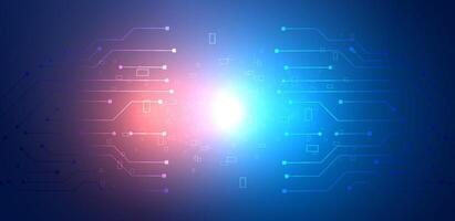 Abstract circuit board quantum technology red and blue futuristic background vector
