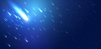 Abstract space galaxy with comet in night sky or Stardust glowing light background. illustration vector