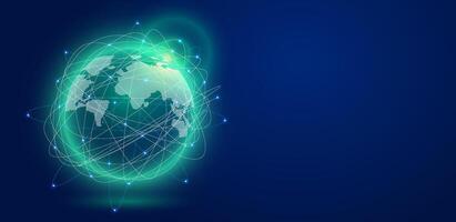 Futuristic planet or map of word cyberspace technology background editable vector