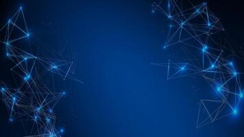Abstract technology quantum background. Science and futuristic molecule. Blue plexus glowing light editable vector