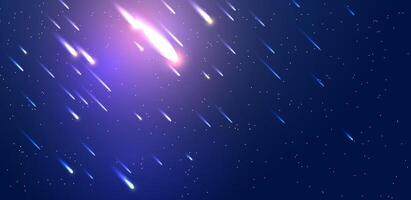Abstract space galaxy with comet in night sky or Stardust glowing light background. illustration vector