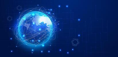 Futuristic planet or map of word cyberspace technology background editable vector