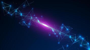 Abstract technology quantum background. Science and futuristic molecule. Blue plexus glowing light editable vector
