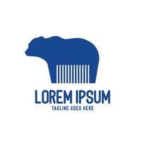 Bear Silhouette with Comb or Bar Code Icon Illustration Logo Design vector