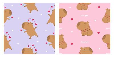 Seamless pattern with lovely capybara vector