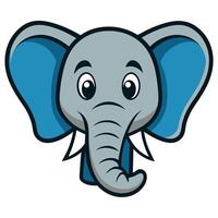 an elephant head with blue ears and tusks vector