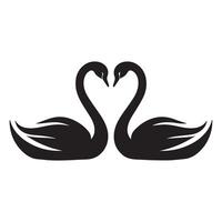 two swans making a heart shape on a white background vector
