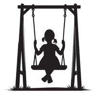 silhouette of a girl on a swing vector