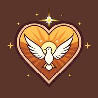 a heart with a dove in it vector