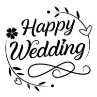 happy wedding lettering on a white background vector