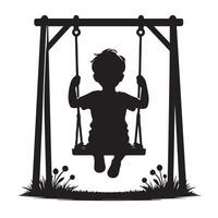 silhouette of a child on a swing vector