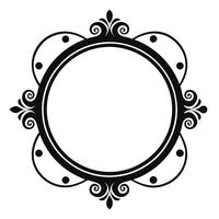 a black and white round frame with a scroll pattern vector