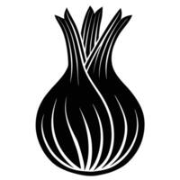 an onion is shown in a black and white illustration vector