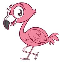 a cartoon flamingo with a big beak and a big eye vector