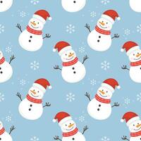 seamless pattern of cute snowman vector