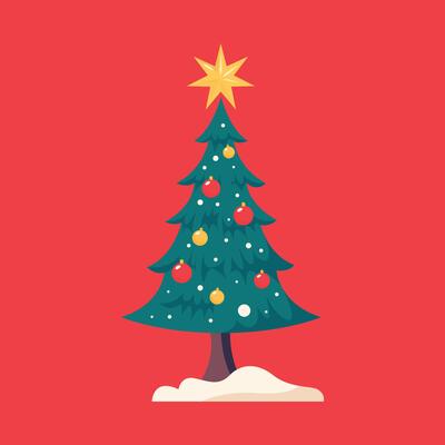 Christmas tree cartoon illustration