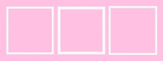 Three white rectangular frames on pink background. Contrasting white and pink color palette. Simple, scalloped, and intricate borders. Elegant and feminine aesthetic. Vintage, romantic appeal. vector