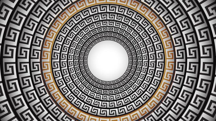 Optical illusion tunnel with chinese classical style circle border, frame