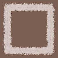 Square frame with textured, grunge border. Jagged, irregular shapes along the edges. Distressed and rough appearance. Light frame color on dark background. High-contrast visual effect. vector