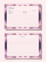 Recipe card with kaleidoscope border. Soft purple and pink color scheme. Decorative, intricate frame design. Symmetrical and balanced layout. Feminine and elegant aesthetic. For kitchen organization. vector