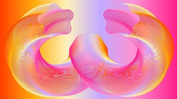 Abstract background features swirling hypnotic pattern of pink yellow and blue lines intertwine and overlap vector