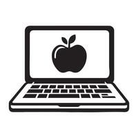 laptop computer with apple icon illustration vector