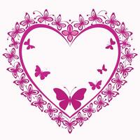 a heart shaped frame with butterflies and flowers vector