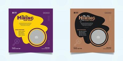 Social media post banner design template We are hiring square web banner design. vector