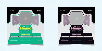 We are hiring square web banner design template vector