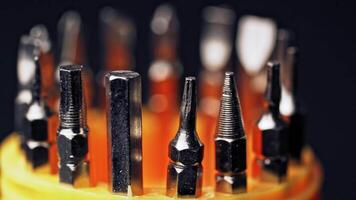 The different types of metal steel heads and bits set of Interchangeable screwdriver video