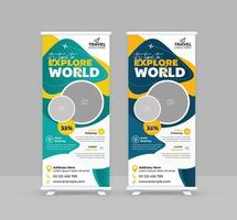 Modern tour and travel roll up banner design template vector