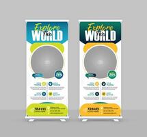 Travel business standee rollup design vector