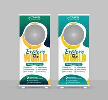 professional rollup travel business stand banner template vector