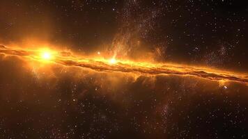 A fascinating golden nebula surrounded by stars in the vast universe for astronomy enthusiasts and reveals the mysteries of the galaxy video