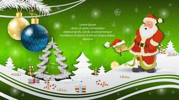 Christmas and New Year illustration Christmas tree balls on a fir tree A snake wraps around Santa Claus vector